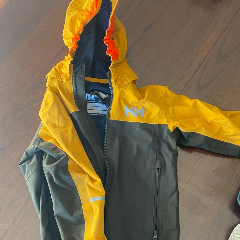 Helly Hansen Yellow and Dark Green Hooded Jacket